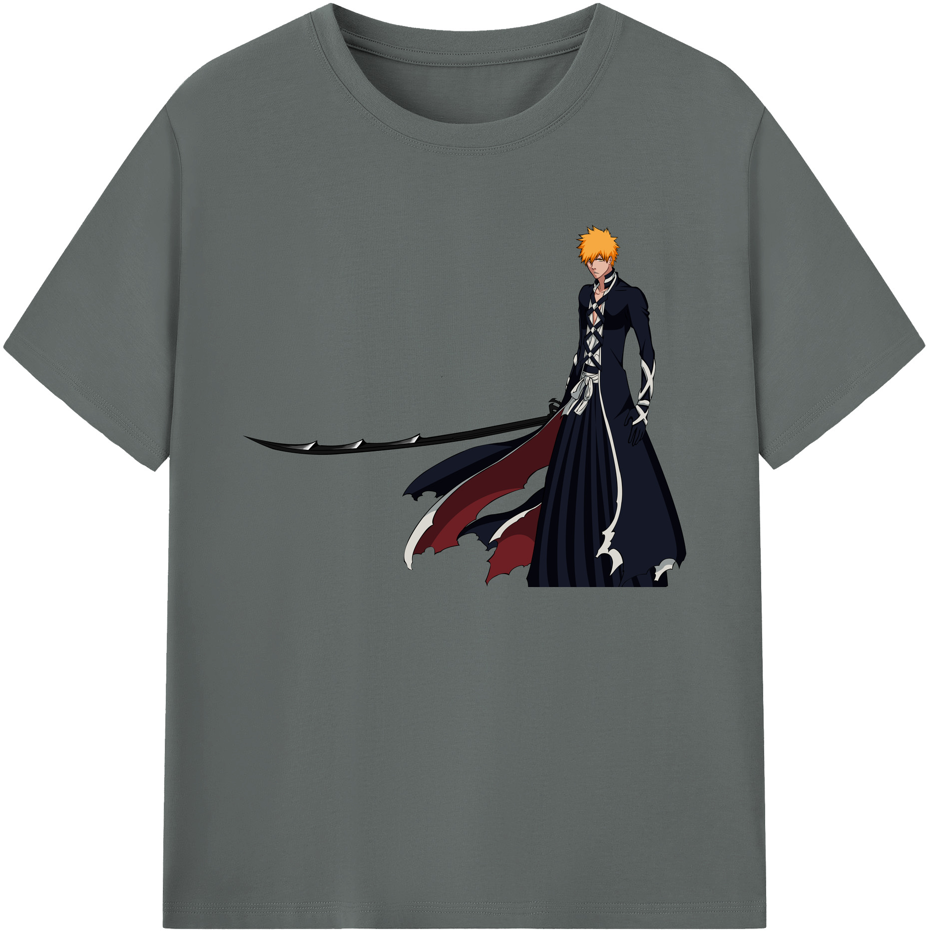 （画像用） ブリーチ 黒崎一護（くろさき いちご）BLEACH Kurosaki Ichigo 綿100％ メンズ半袖Tシャツ｜肌触りやわらか＆通気性